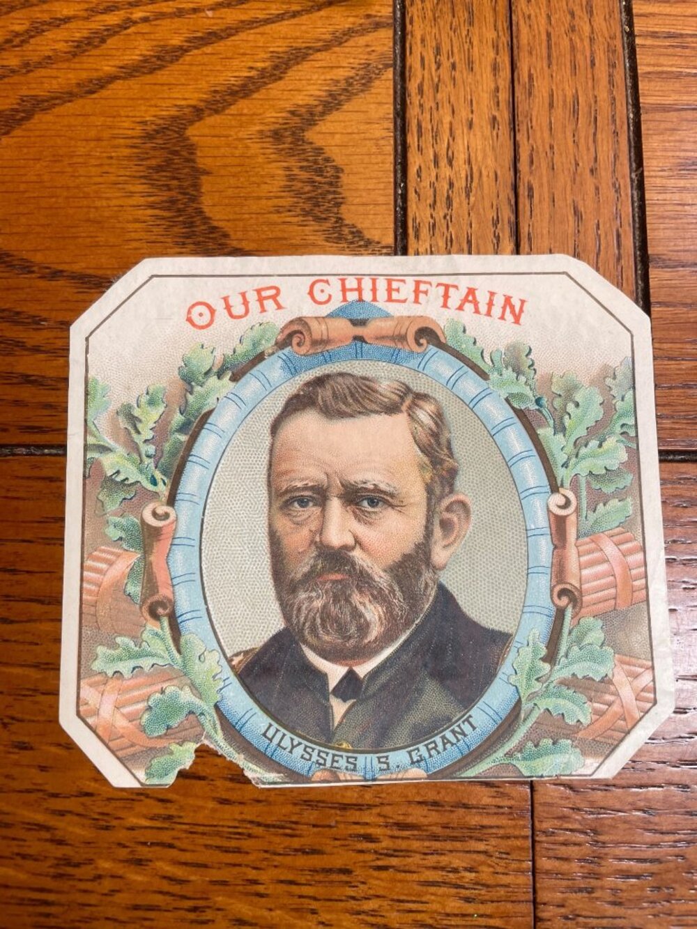 Antique Our Chieftain Ulysses S Grant Cigar Box Label Color Lithograph